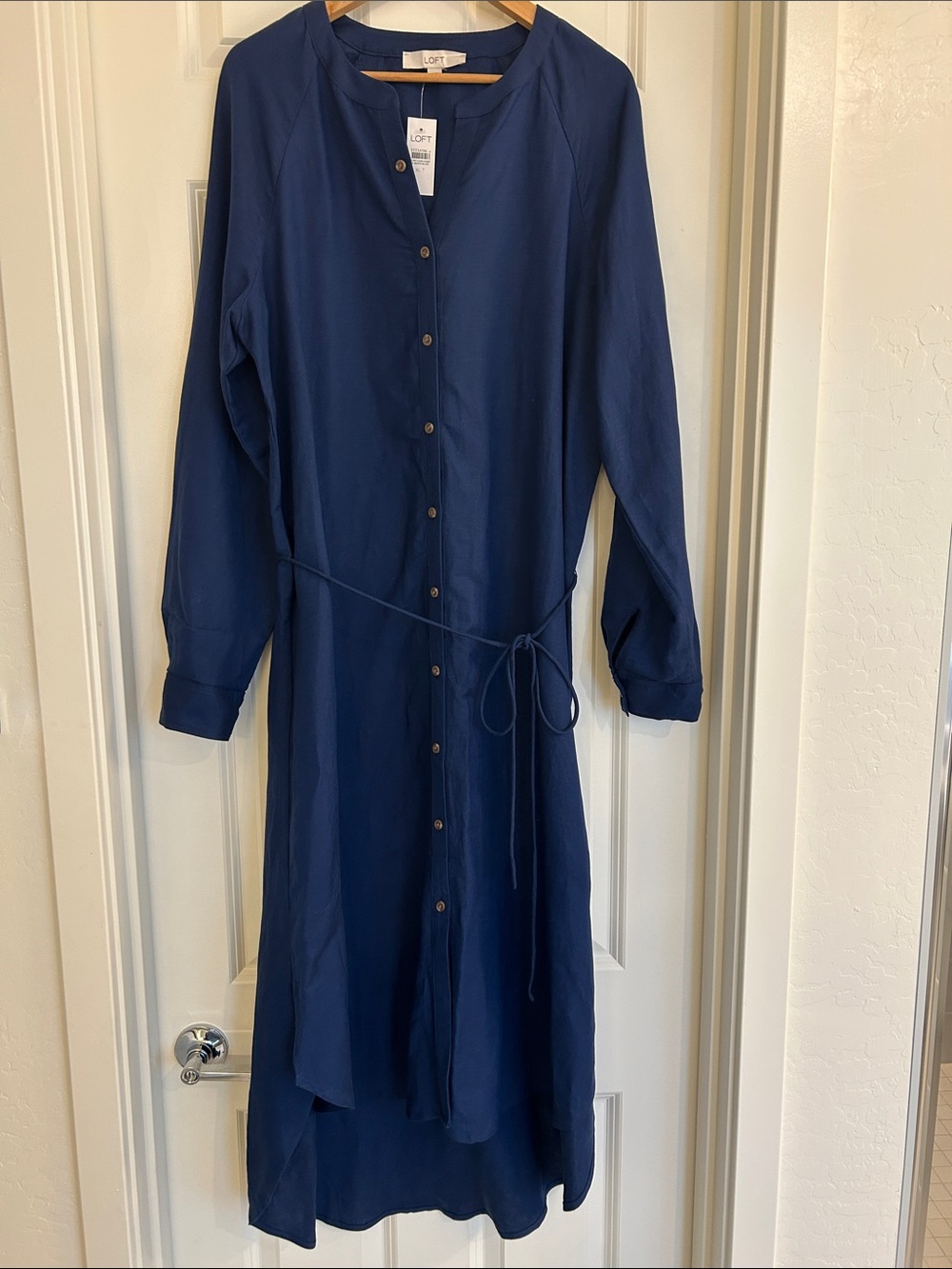 NWT LOFT XL TALL Sailor Navy Hi-Lo Shirtdress
